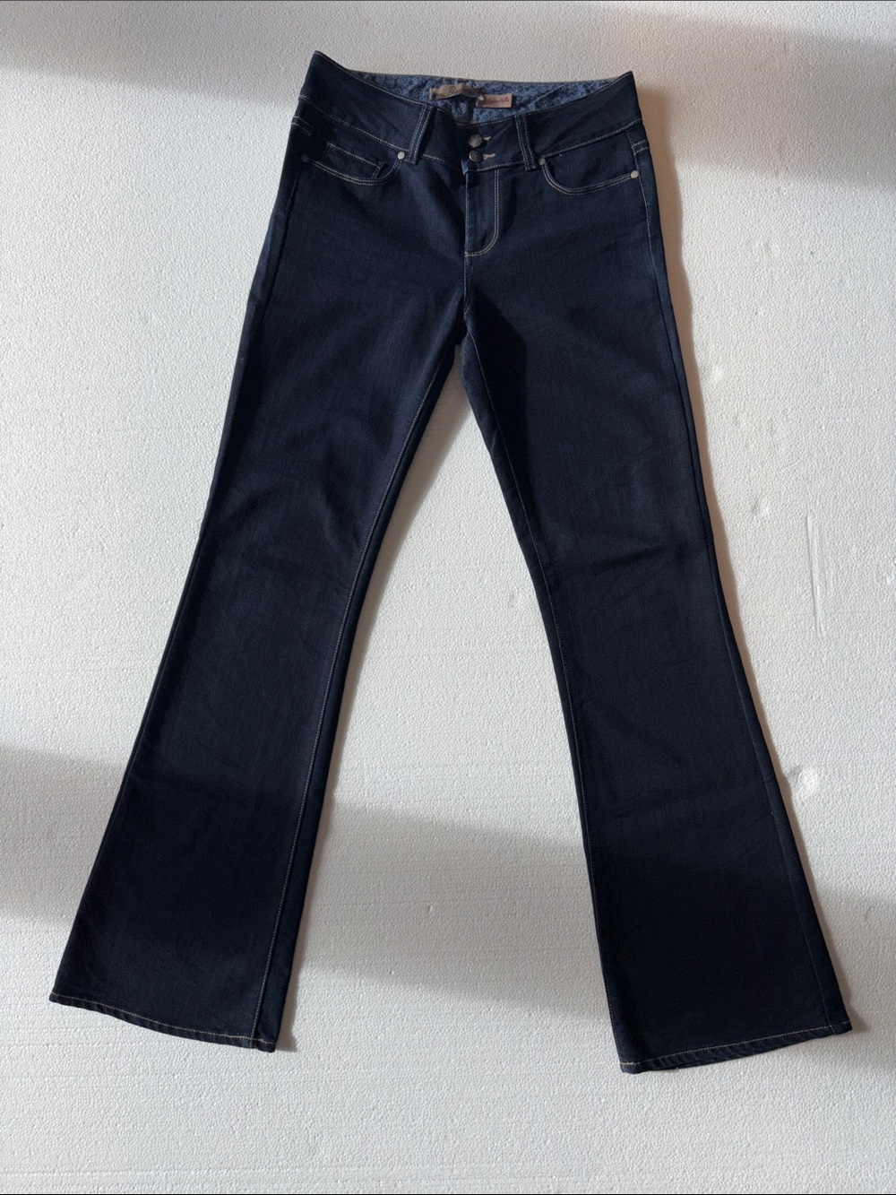 PAIGE Hidden Hills Dark Blue Bootcut Mid Rise Jeans, 29 in/ 33 inch inseam